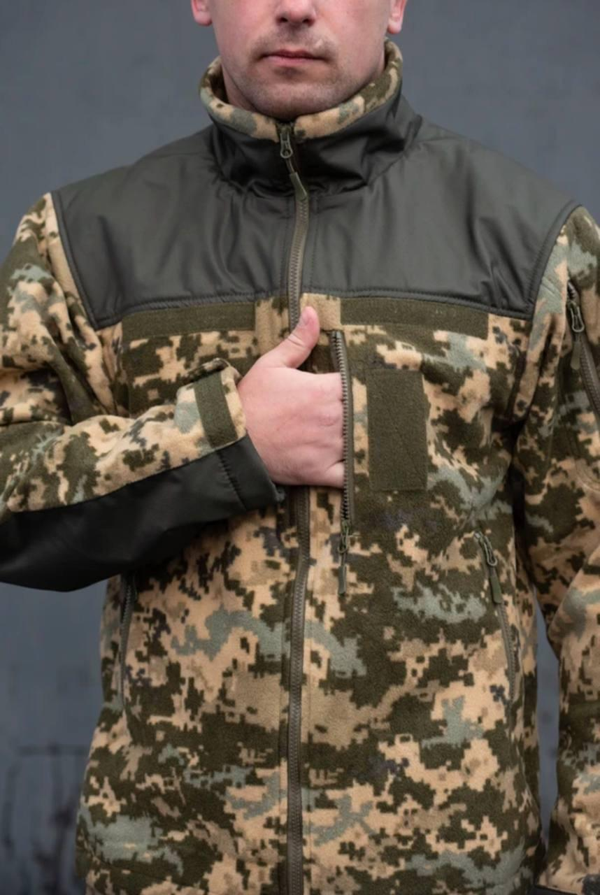 Флісова кофта Піксель з Оливковими вставками 3D сітка mm14 Military