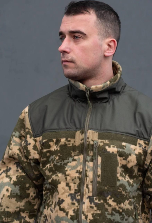 Флісова кофта Піксель з Оливковими вставками 3D сітка mm14 Military