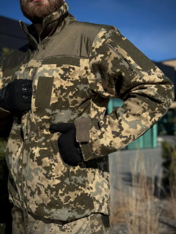 Флісова кофта Піксель з Оливковими вставками 3D сітка mm14 Military