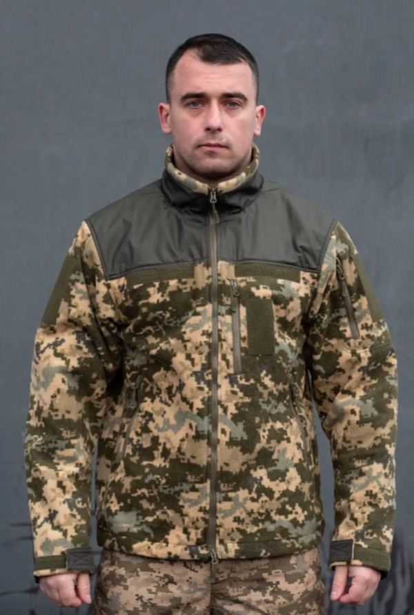 Флісова кофта Піксель з Оливковими вставками 3D сітка mm14 Military
