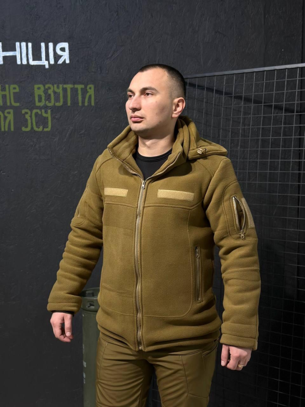 Тепла Флісова кофта- куртка койот 3D сітка 380 Фліс