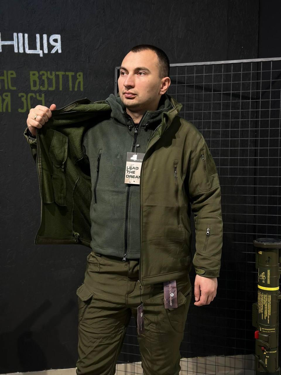 Комплект 3 в 1 Vanguard олива Olive 🇺🇸 Костюм Софт Шел + Термобілизна Esdy +убакс
