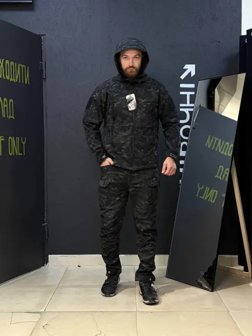 Костюм софтшел Gwild чорний мультикам Soft Shell на флісі