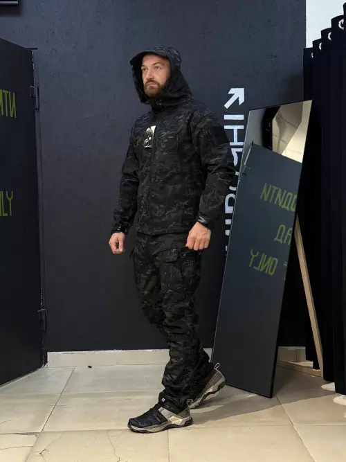 Костюм софтшел Gwild чорний мультикам Soft Shell на флісі