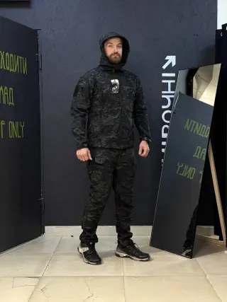 Костюм софтшел Gwild чорний мультикам Soft Shell на флісі
