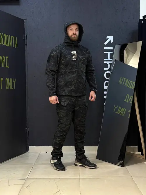 Костюм софтшел Gwild чорний мультикам Soft Shell на флісі
