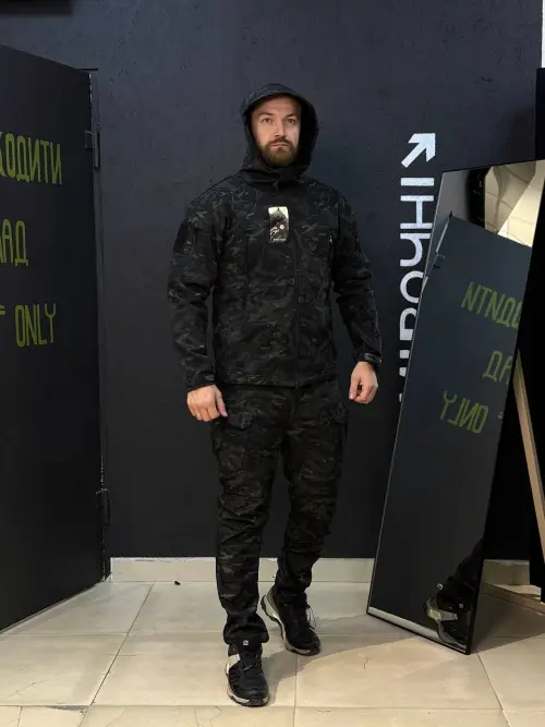 Костюм софтшел Gwild чорний мультикам Soft Shell на флісі