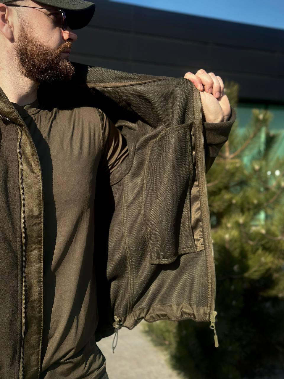 Тактична Куртка Олива мікрофліс з Капюшоном Military Olive