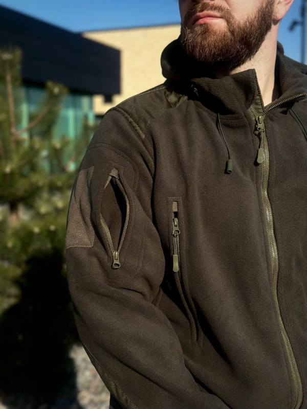 Тактична Куртка Олива мікрофліс з Капюшоном Military Olive