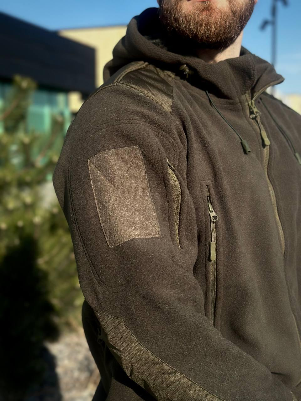 Тактична Куртка Олива мікрофліс з Капюшоном Military Olive