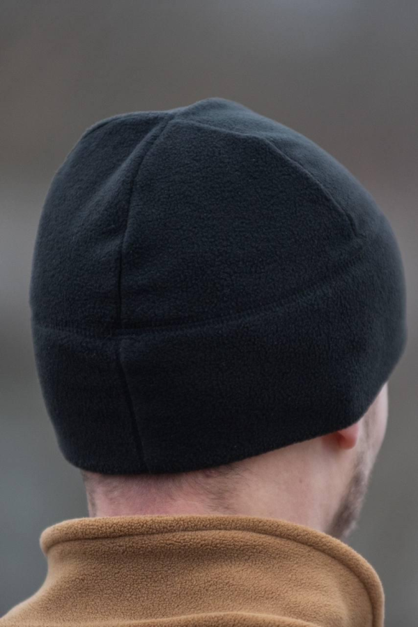 Шапка мікрофліс з липучкою Military чорна