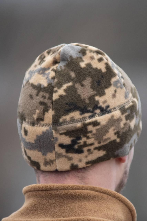 Шапка мікрофліс з липучкою Military піксель